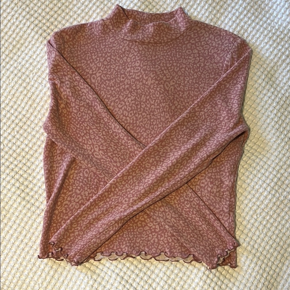 Pink Leopard Print Long Sleeve Top